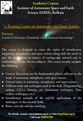Courses on different topics of Astronomy and Space Science along with their applications in scientific research